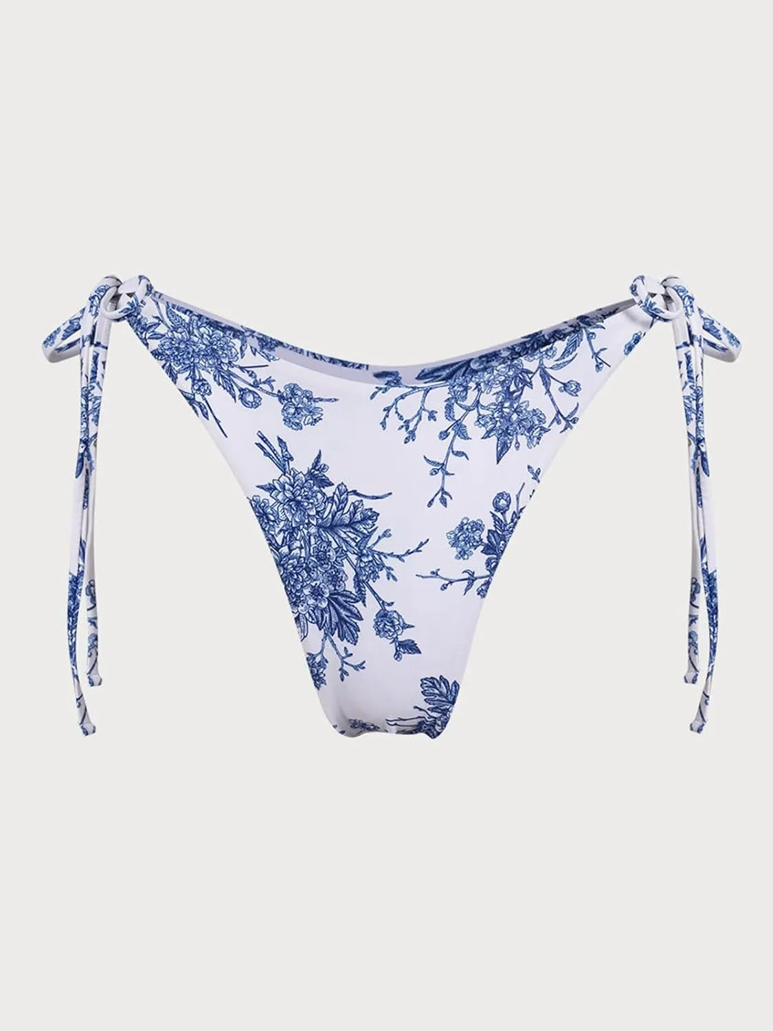 Women's Ribbed Tie Reversible Bikini Bottom Adjustable Hipster Full & High Cut Swimsuit