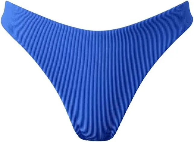 Women's Ribbed Tie Reversible Bikini Bottom Adjustable Hipster Full & High Cut Swimsuit