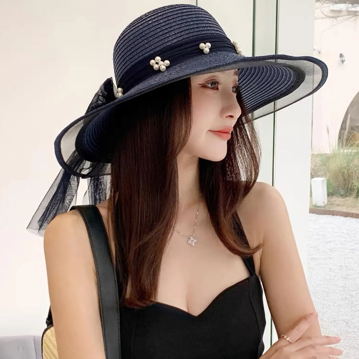Women's Straw Wide Brim Sun hat Summer Beach hat Straw Hats Foldable Sun hat Luffy Straw hat