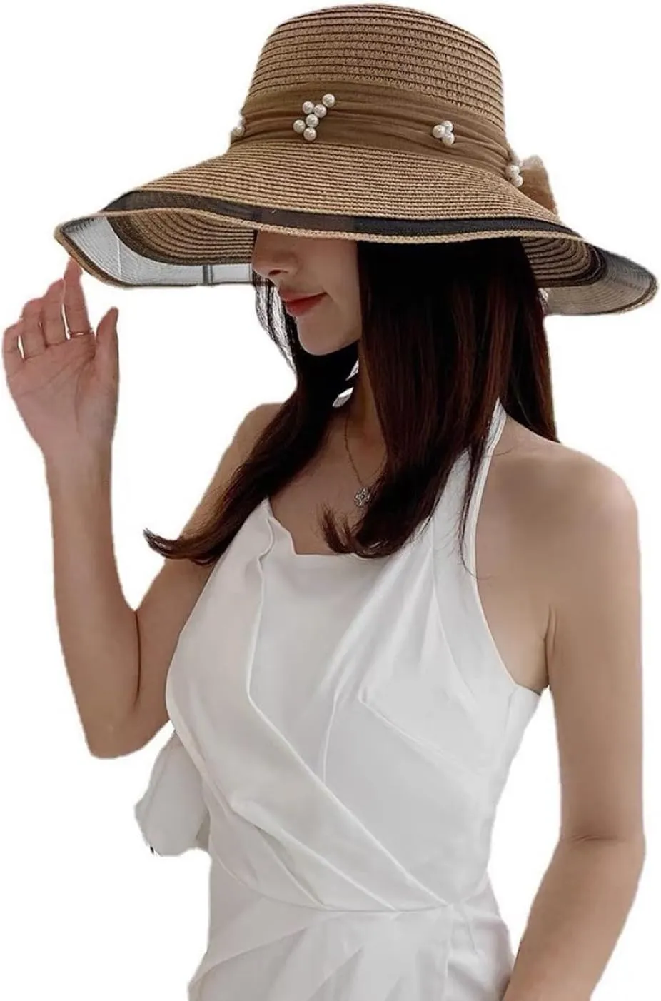 Women's Straw Wide Brim Sun hat Summer Beach hat Straw Hats Foldable Sun hat Luffy Straw hat