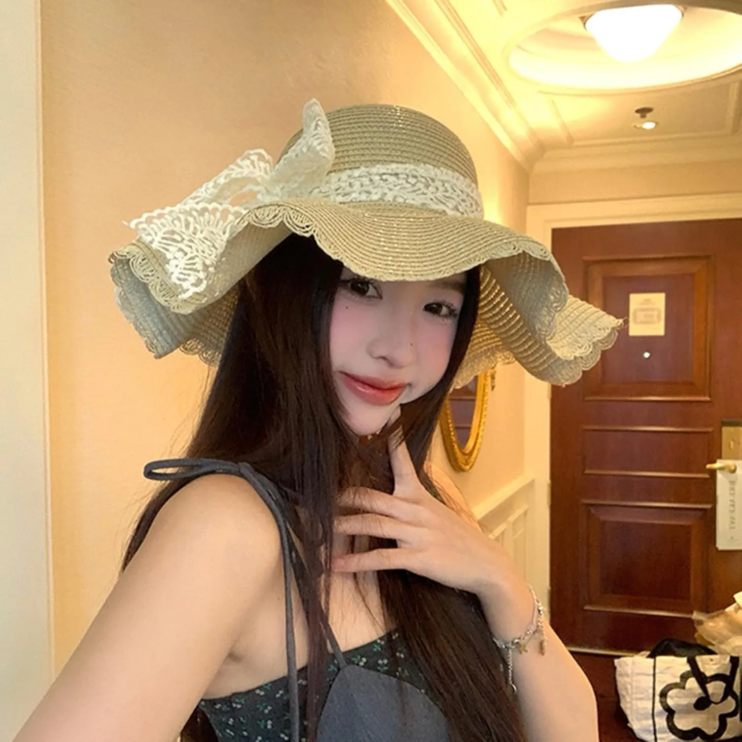 Women's Straw Wide Brim Sun hat Summer Beach hat Straw Hats Foldable Sun hat Luffy Straw hat