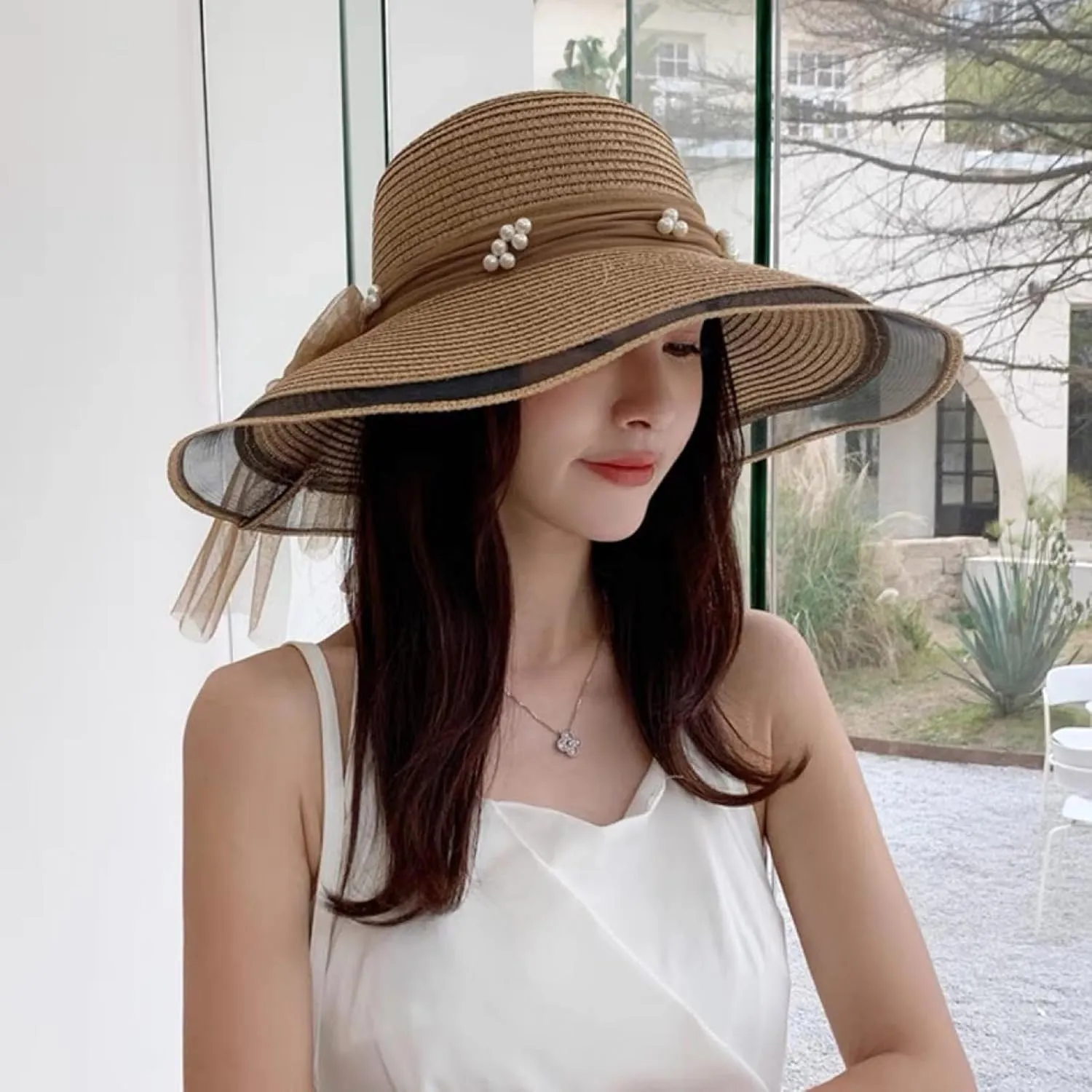Women's Straw Wide Brim Sun hat Summer Beach hat Straw Hats Foldable Sun hat Luffy Straw hat