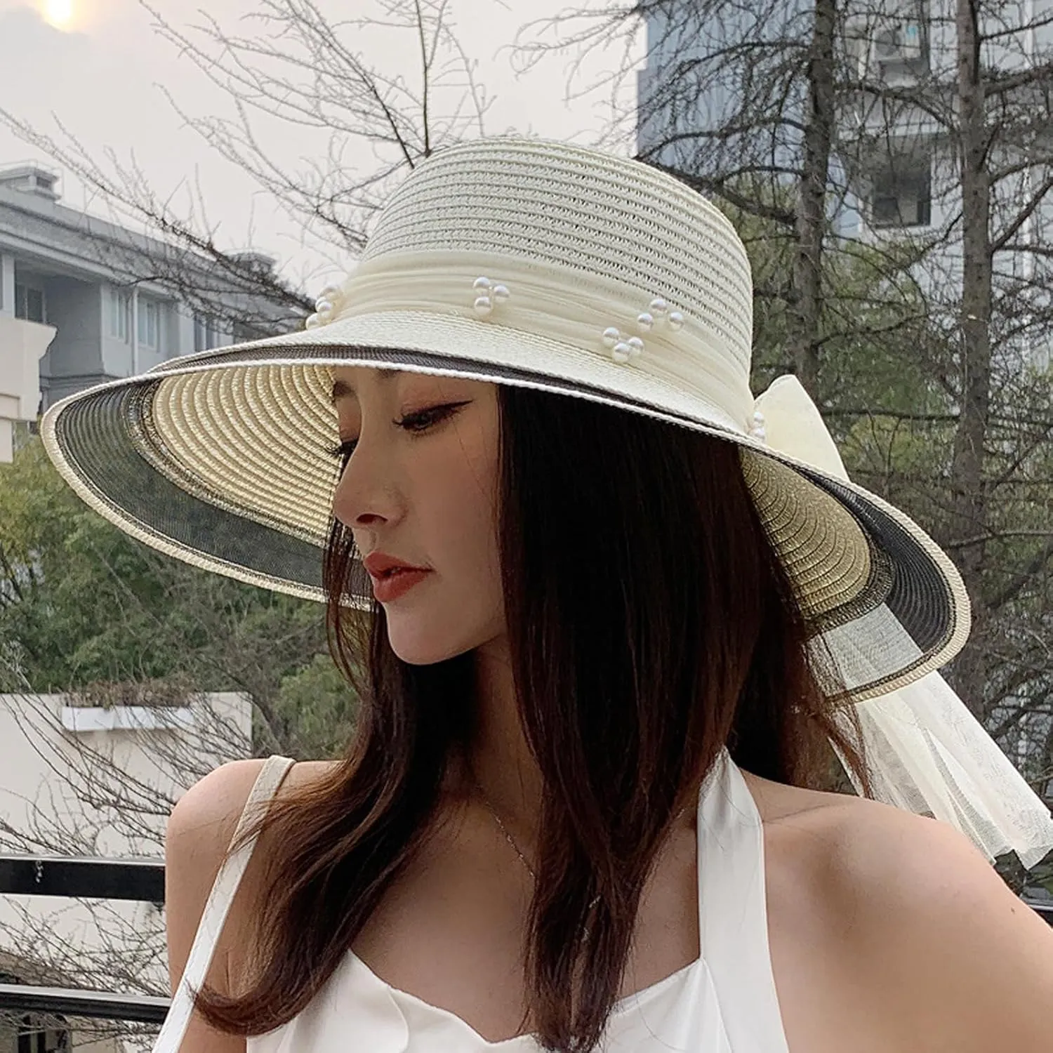 Women's Straw Wide Brim Sun hat Summer Beach hat Straw Hats Foldable Sun hat Luffy Straw hat