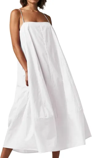 Womens Summer Dresses Sleeveless Spaghetti Strap Lounge Dress Flowy A-Line Midi Dress