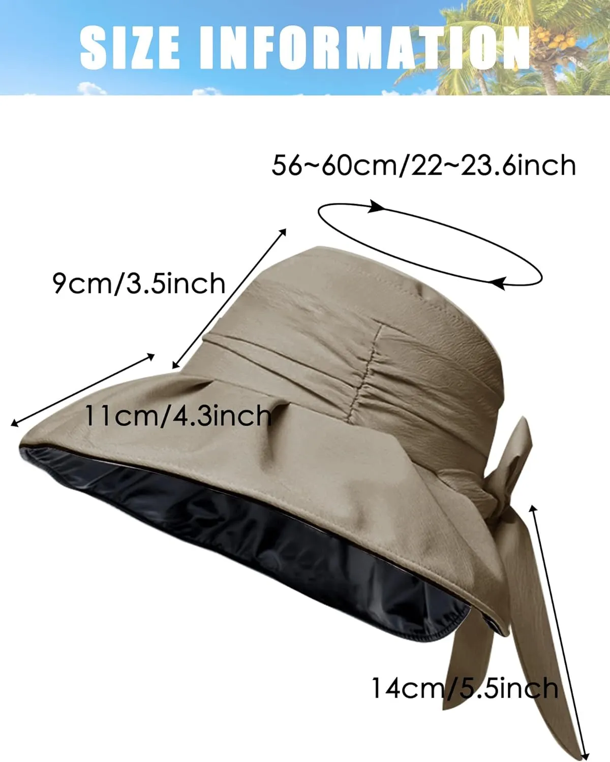 Women's Sun Hat Wide Brim Beach Sun Protection Bucket Hat for Summer Fishing Cap Gardening