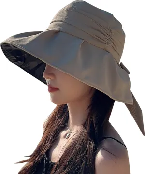 Women's Sun Hat Wide Brim Beach Sun Protection Bucket Hat for Summer Fishing Cap Gardening