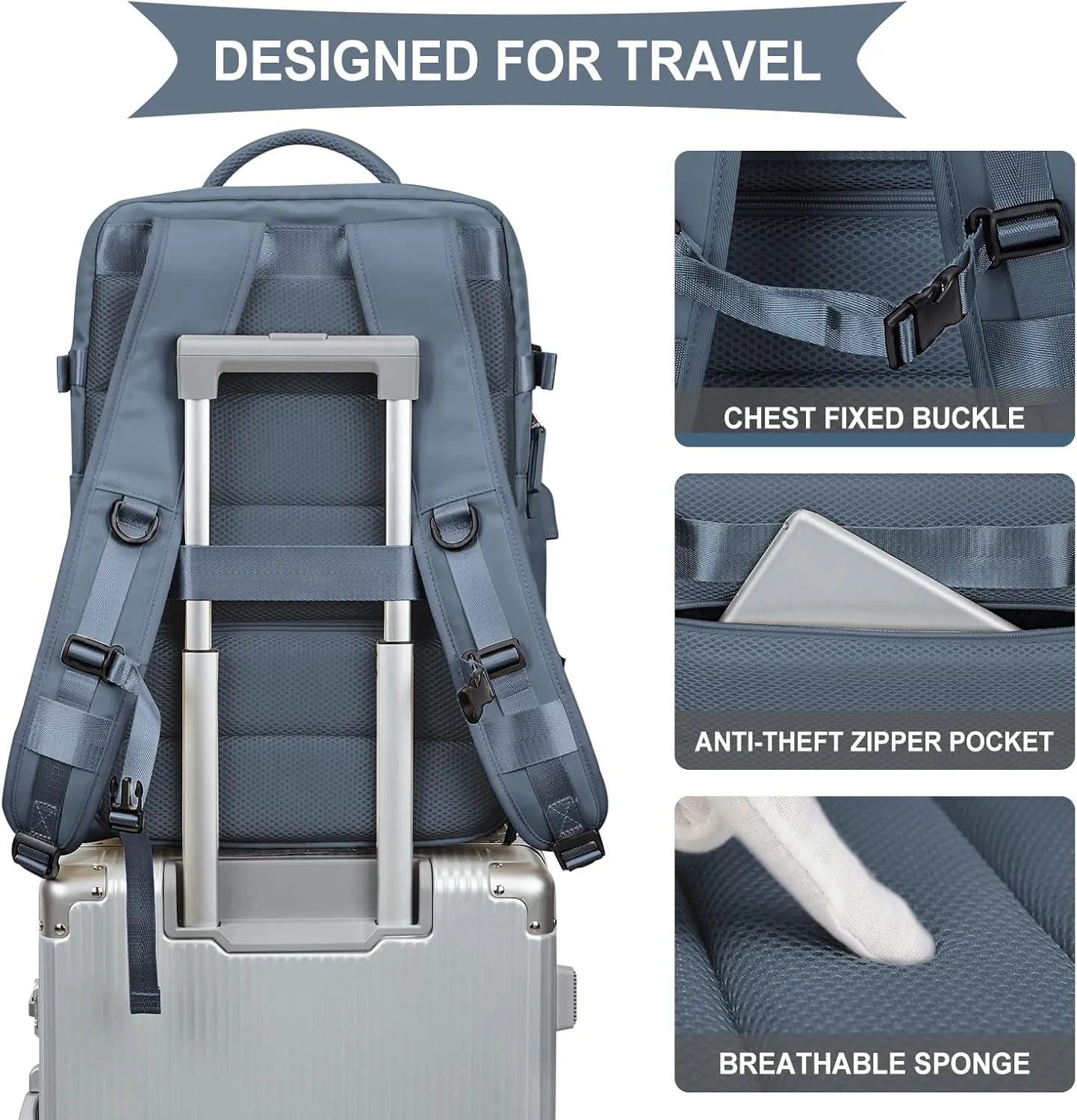 WONHOX Large Travel Backpack Carry on Flight Approved Laptop Work Business Backpack for Women Men Mochila de Viaje