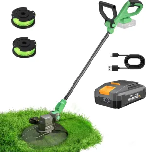 WORKPROX 12inch 20V String Trimmer, 4.0Ah Li-Ion Battery Powered Grass Cutter with Auto Line Feed, 2 in 1 Lawn Edger and Weed Trimmer with 2Pcs Grass Trimmer Spool Line