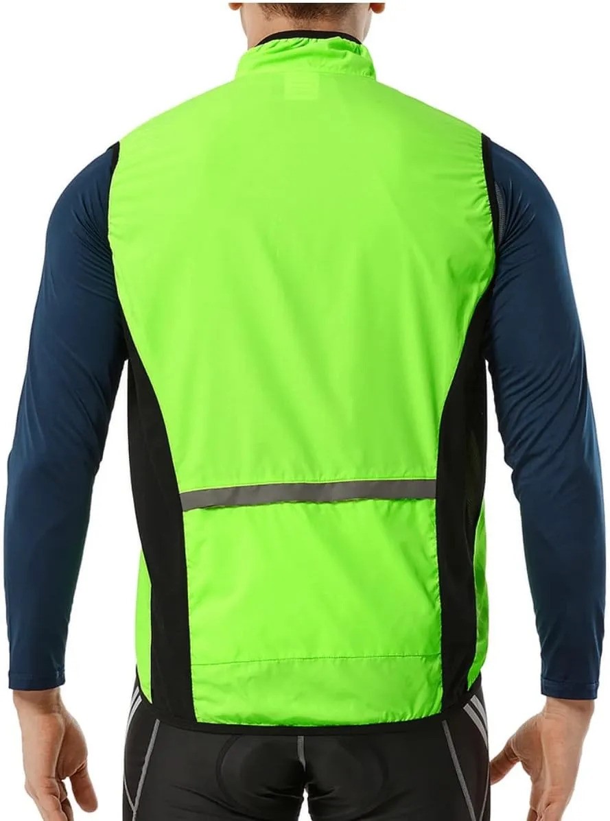 WOSAWE Cycling Vest Lightweight Windbreaker Reflective Gilet for Hiking Runing Fishing Commuting
