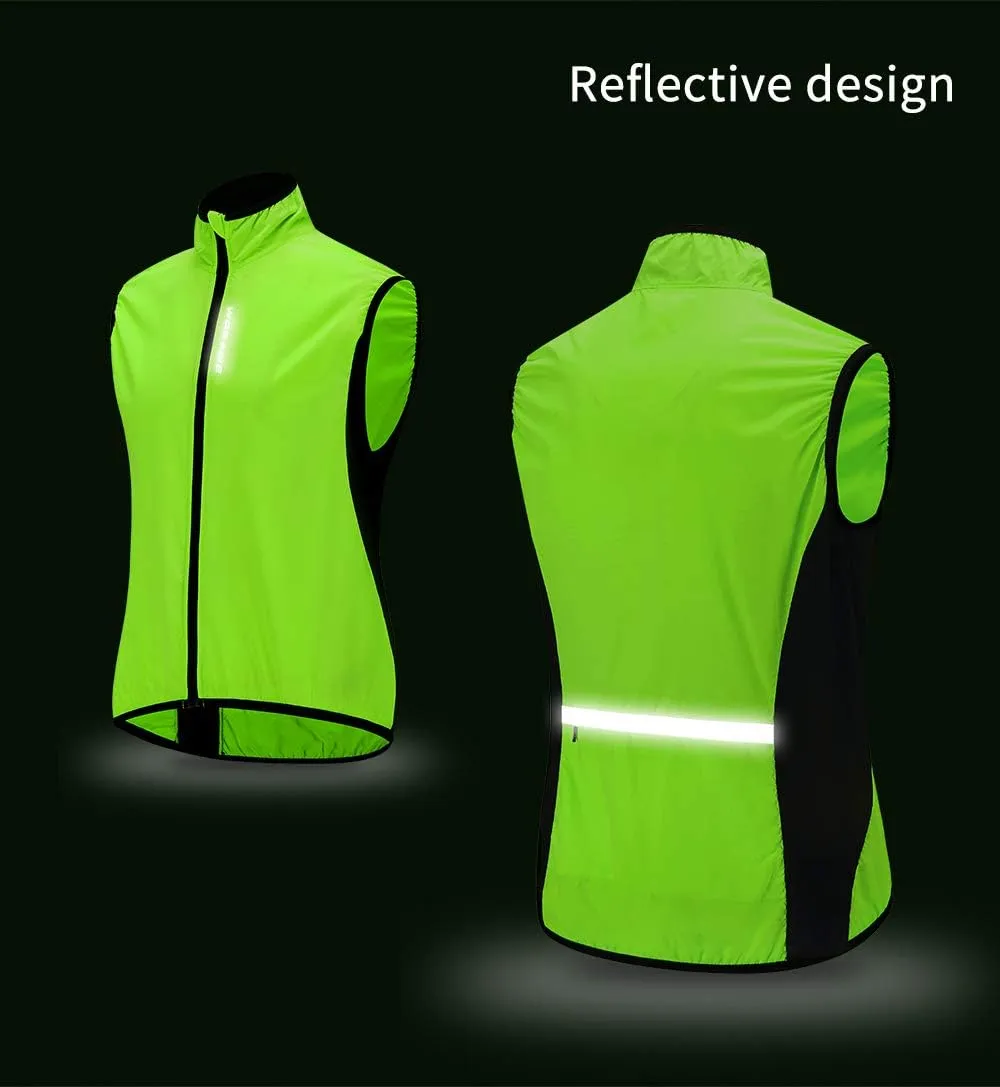WOSAWE Cycling Vest Lightweight Windbreaker Reflective Gilet for Hiking Runing Fishing Commuting
