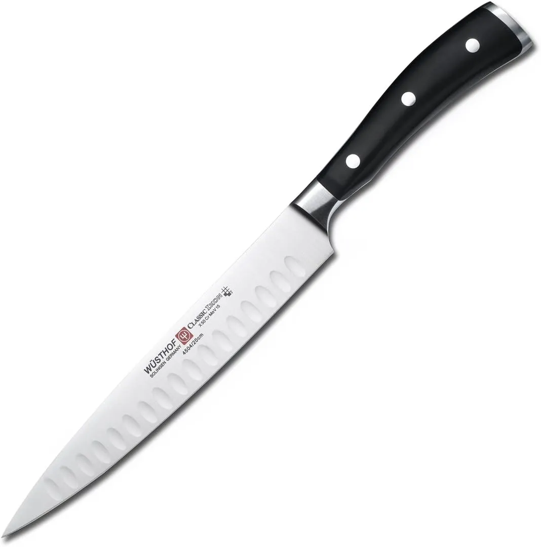 WÜSTHOF Classic IKON 8" Hollow Edge Carving Knife, Black, Stainless