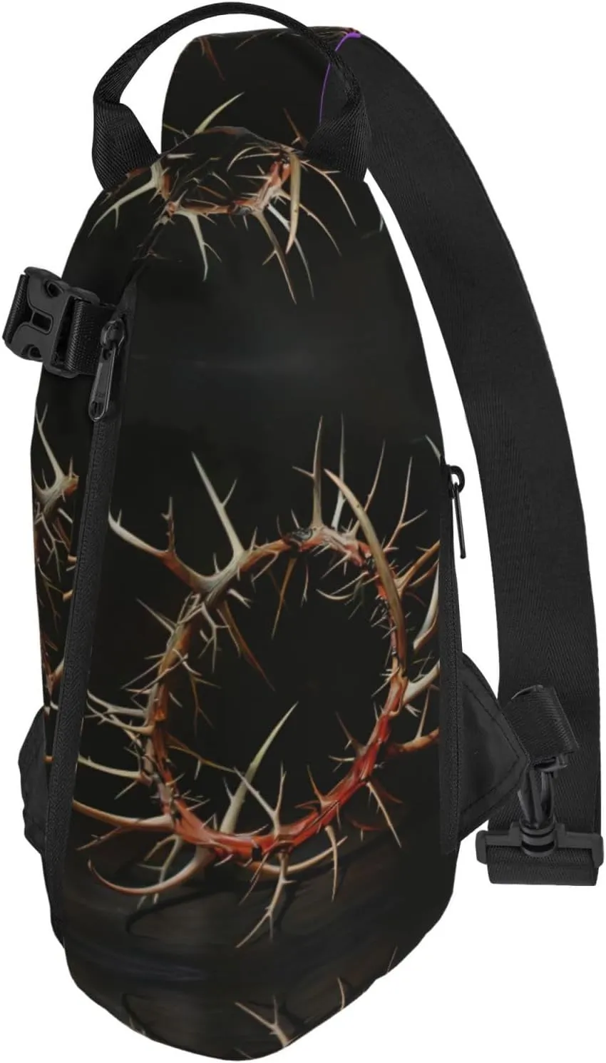 WURTON Crown Of Thorns Print Crossbody Backpack Cross Pack Lightweight Sling Bag Travel, Hiking