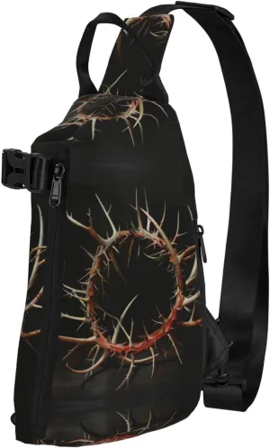 WURTON Crown Of Thorns Print Crossbody Backpack Cross Pack Lightweight Sling Bag Travel, Hiking
