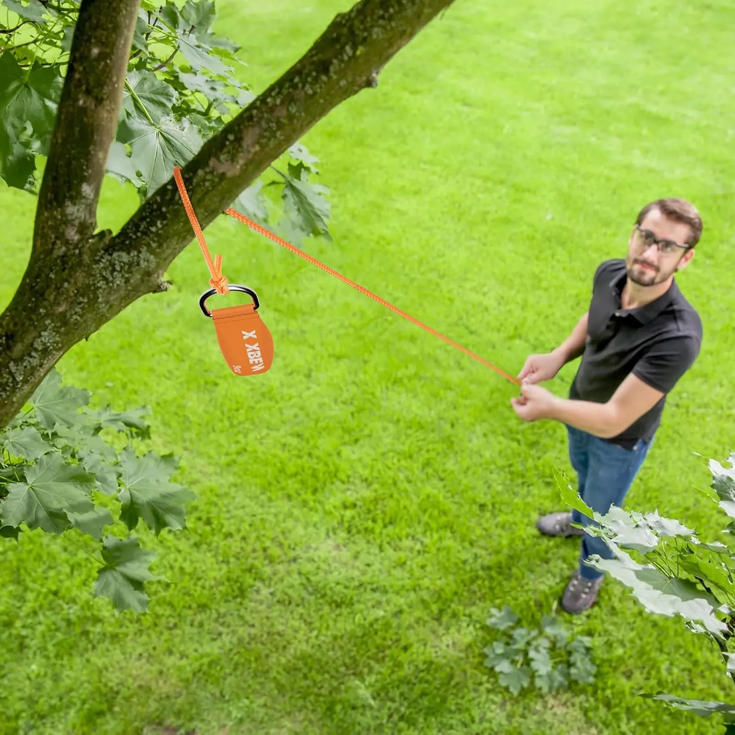 X XBEN Arborist Throw Line Kit with Slick Rope, Throw Weight, Reflective Storage Bag, Suit for Tree Cutting,Camping, Trimming, Hanging Swing, Forestry Tree Gear for Low and High Limb Throwing