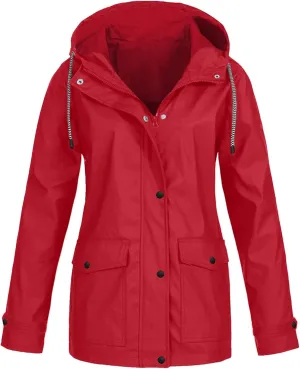 XUETON Womens Autumn Winter Hooded Raincoat Waterproof Packable Reflective Hiking Workout Zip Up Hoodie Rain Jackets Outwear
