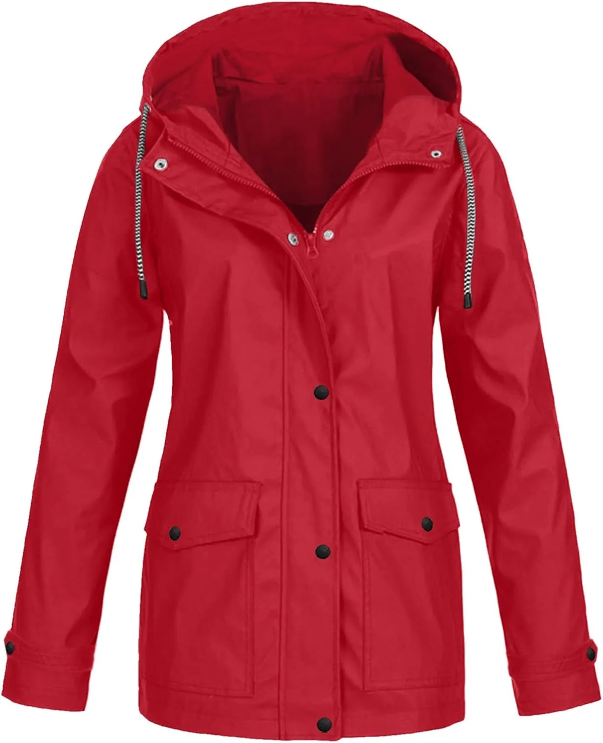 XUETON Womens Autumn Winter Hooded Raincoat Waterproof Packable Reflective Hiking Workout Zip Up Hoodie Rain Jackets Outwear