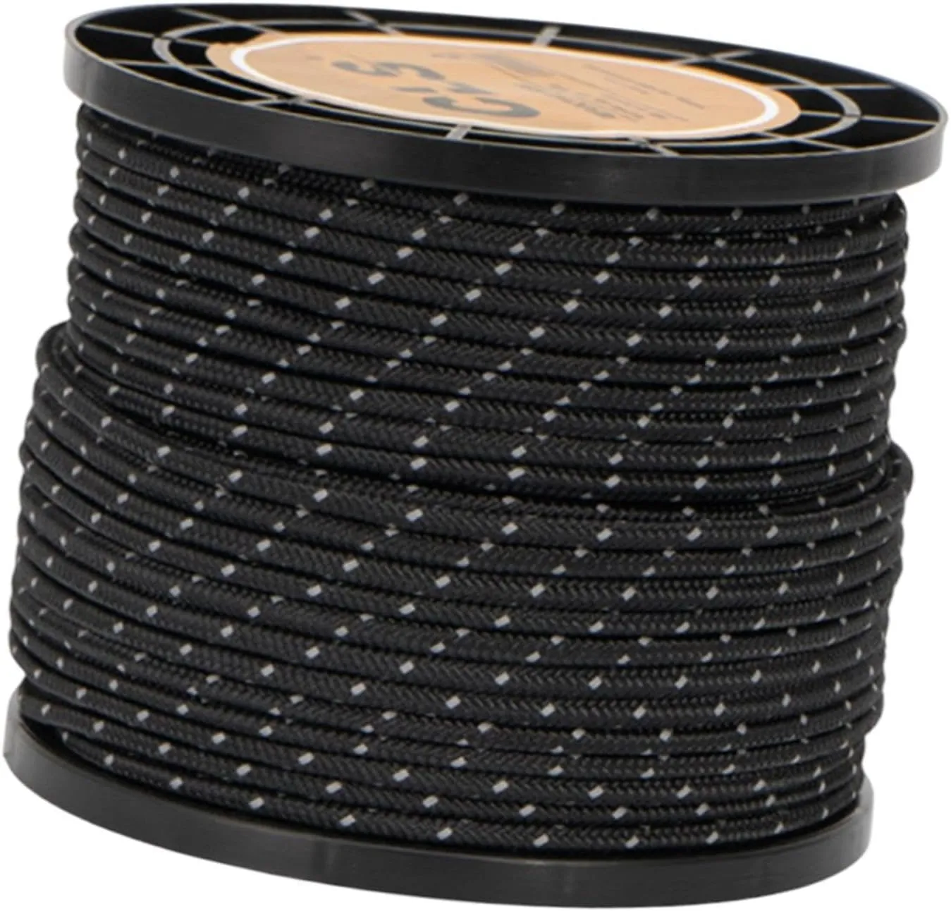 YIJU 4mm Reflective Guyline Paracord Tent Rope Camping Parachute Cord - 55 Yards, Black