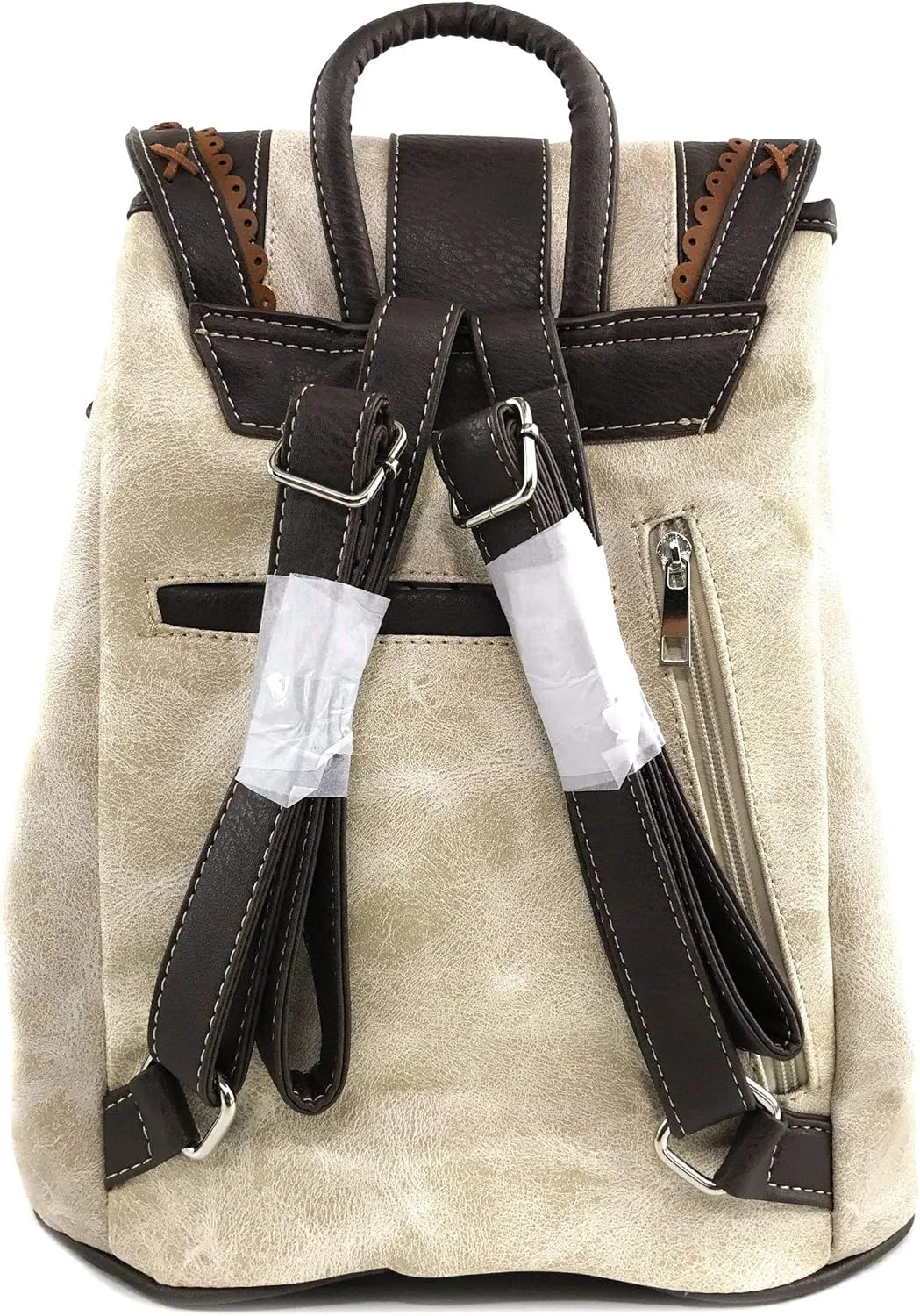 Zelris Western Country Floral Buckle Rucksack Backpack (Beige)