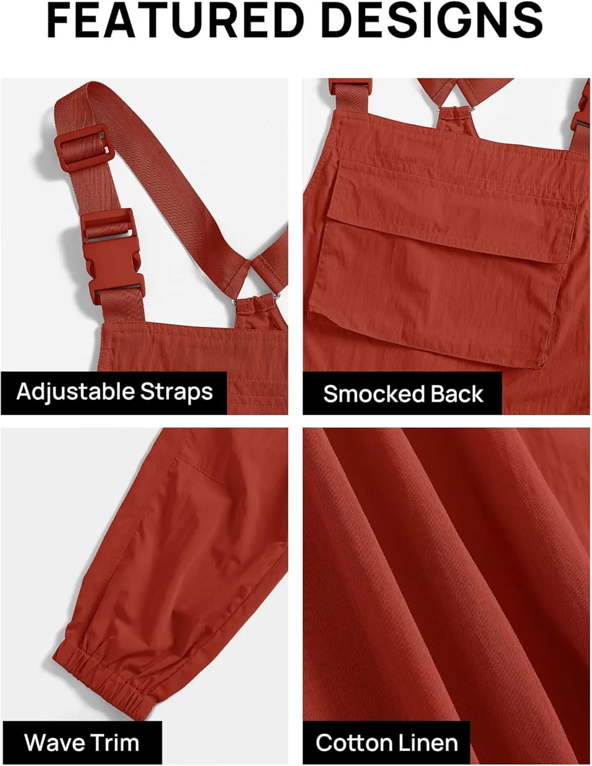 ZESICA Women's Sleeveless Overalls Jumpsuit Casual Loose Adjustable Straps Bib Long Pant Jumpsuits with Pockets