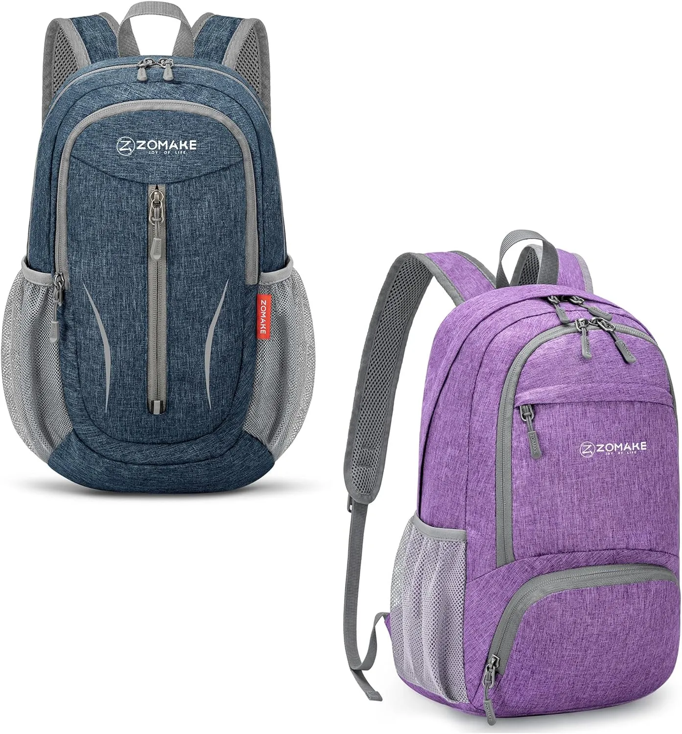 ZOMAKE 10/20L Small Hiking Backpack for Women Men - Lightweight Packable Hiking Daypack - Tear Resistant Foldable Day Pack for Travel Camping Outdoor Sports(Navy Blue&Light Purple)