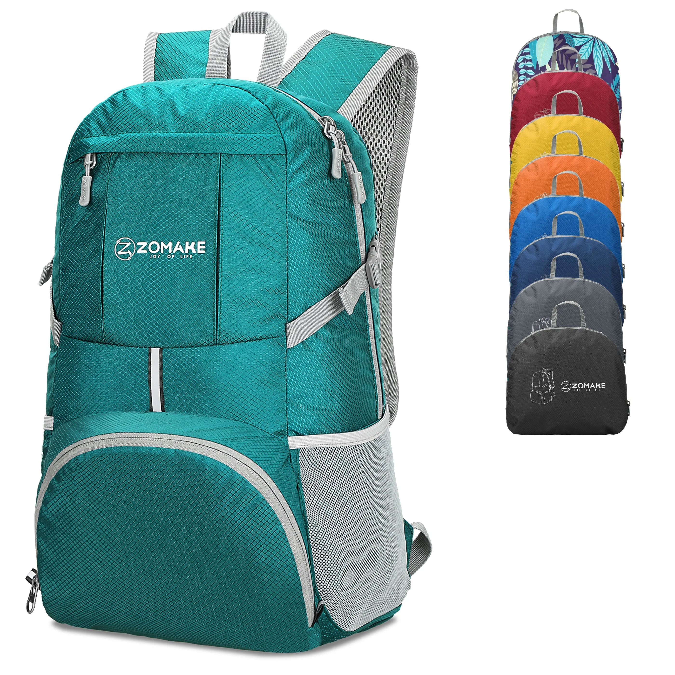 ZOMAKE Lightweight Packable Backpack 35L, Light Foldable Backpacks Water Resistant Collapsible Hiking Bag, Compact Folding Day Pack for Travel Camping(Lake Green)